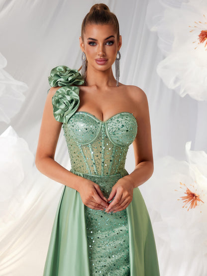 One-Shoulder Sequin Max Dress