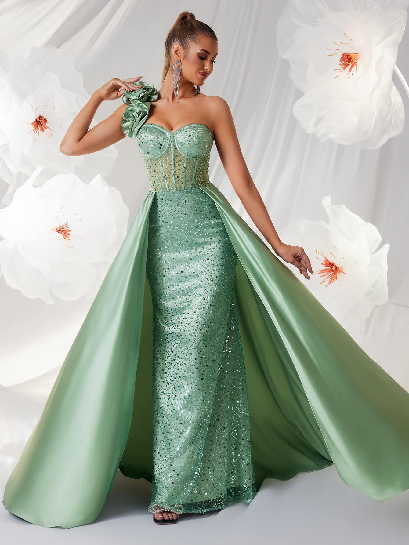 One-Shoulder Sequin Max Dress