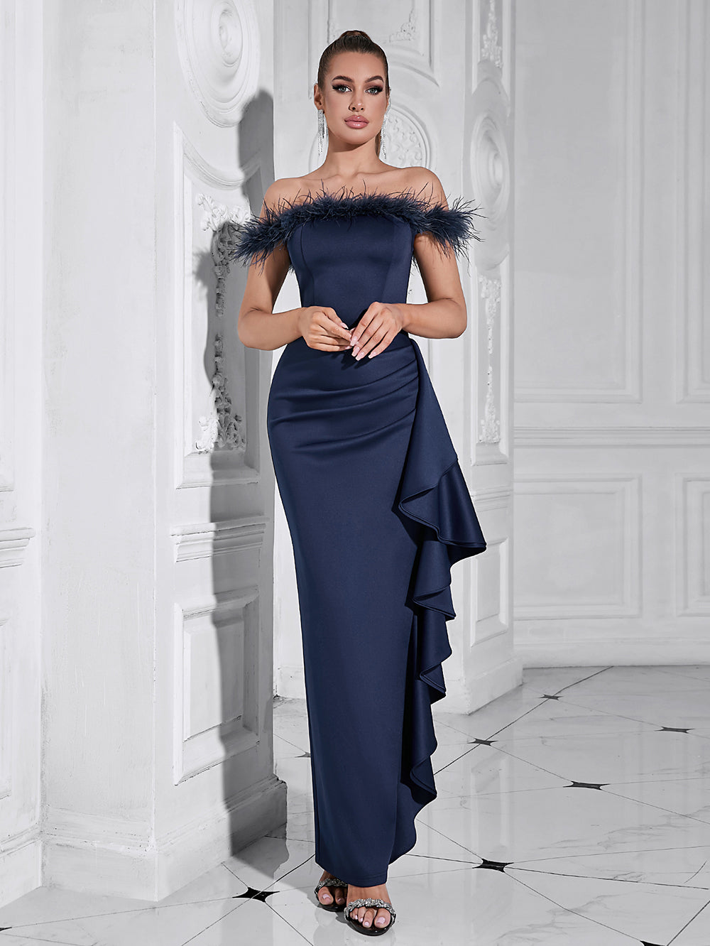 One-Shoulder Ruffles Long Dress