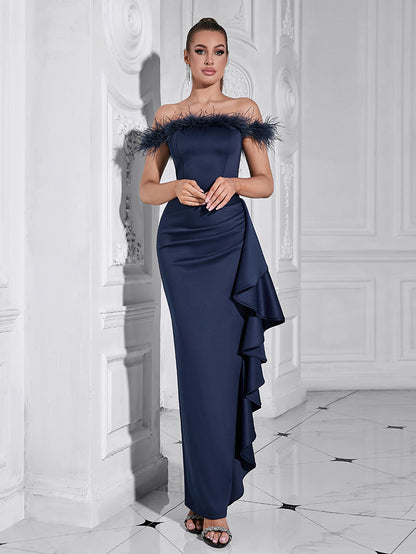 One-Shoulder Ruffles Long Dress
