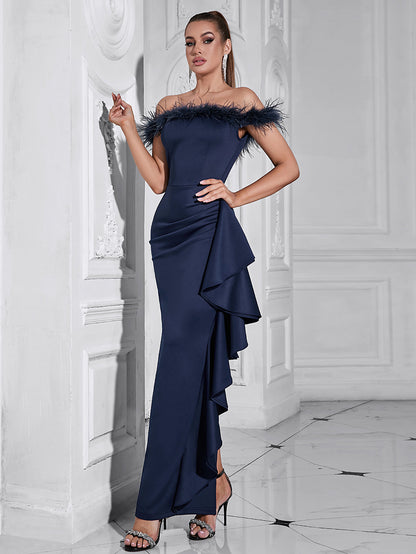 One-Shoulder Ruffles Long Dress