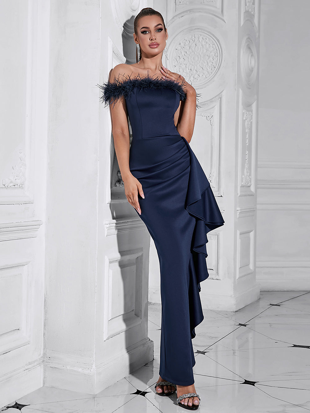 One-Shoulder Ruffles Long Dress