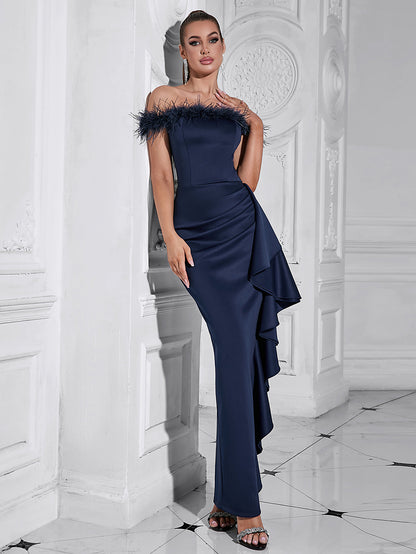One-Shoulder Ruffles Long Dress