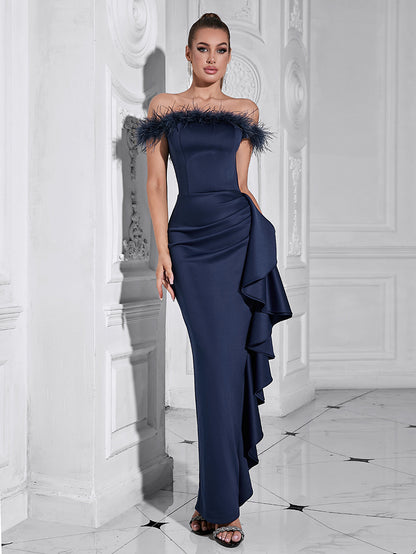 One-Shoulder Ruffles Long Dress