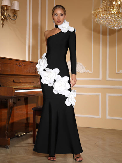 Vestido de vendaje de un solo hombro