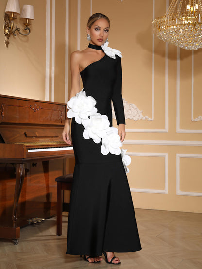 Vestido de vendaje de un solo hombro