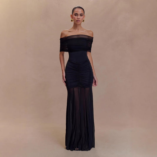 One Shoulder Mesh Dress