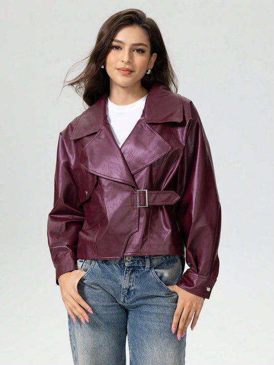 Pu Leather Jacjet Coat