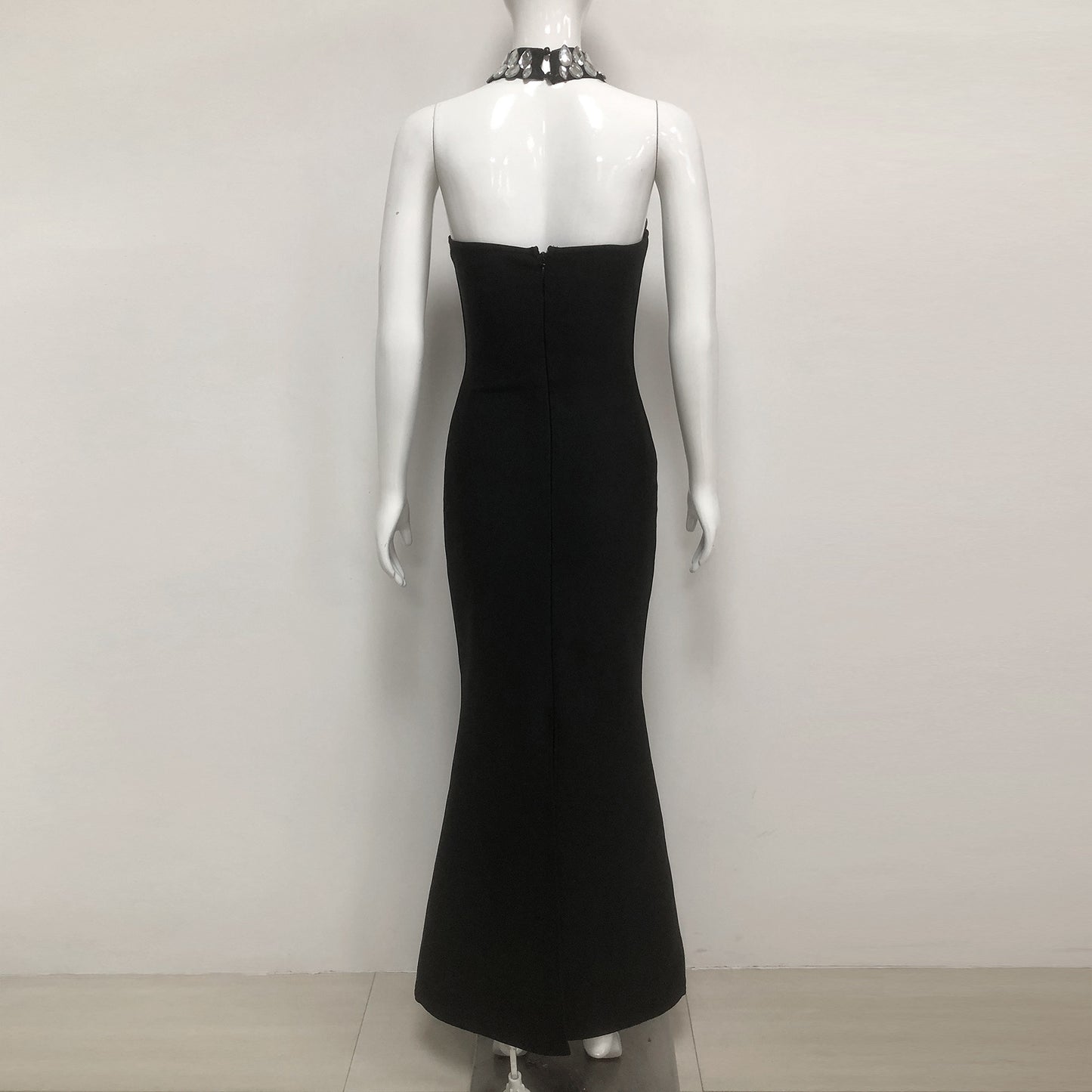 Rhinestones Sleeveless Long Dress