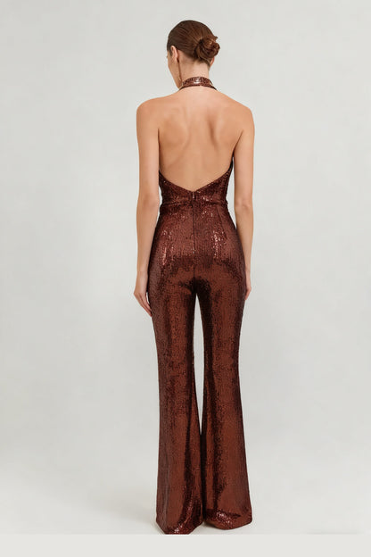 Sequined Halter-Neck Jumpsuit