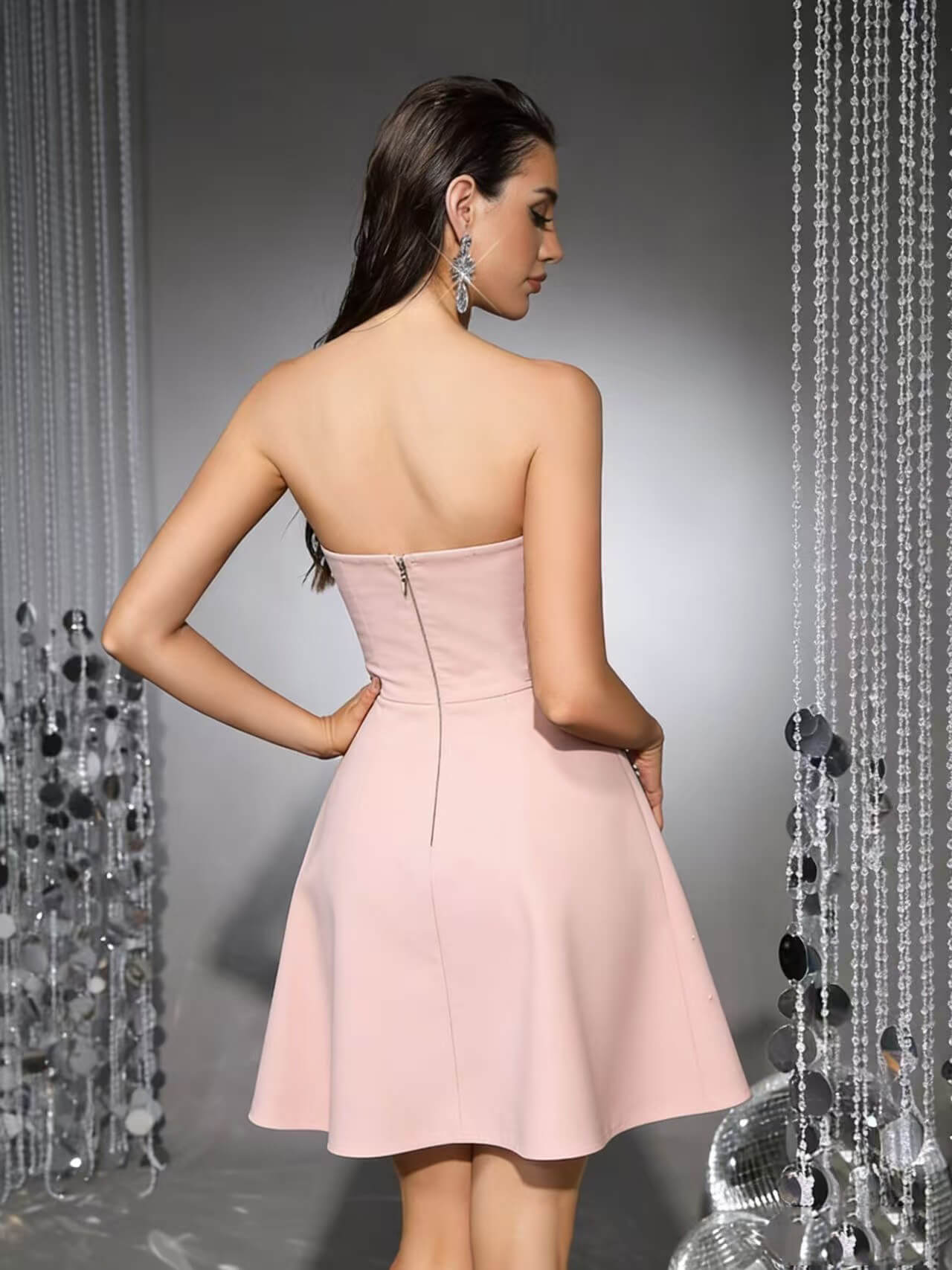 Robe Bandage sans Bretelles Coupe Trapèze - Orange Clair