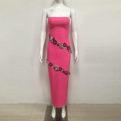 Strapless Flower Bandage Dress