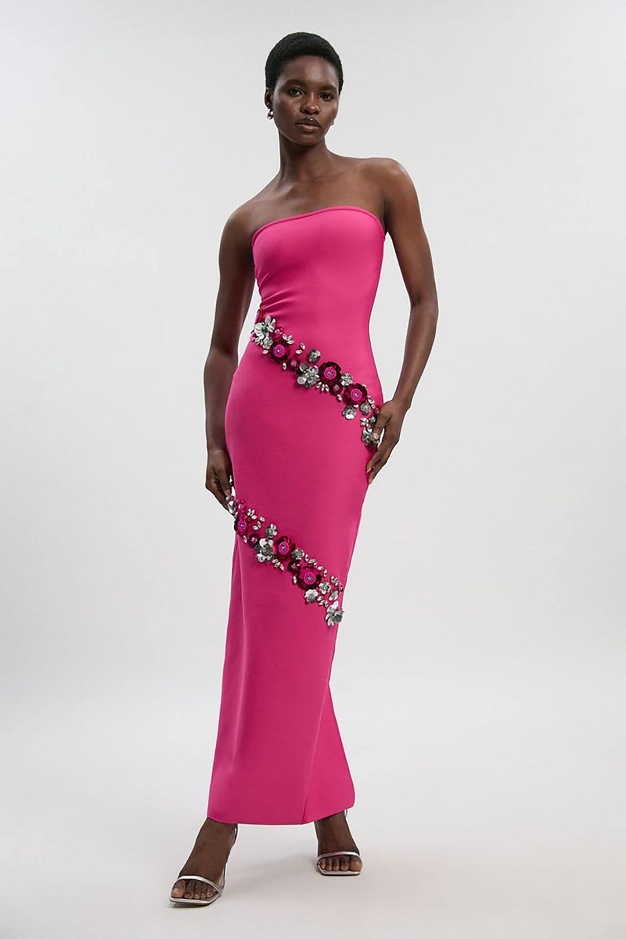 Strapless Flower Bandage Dress