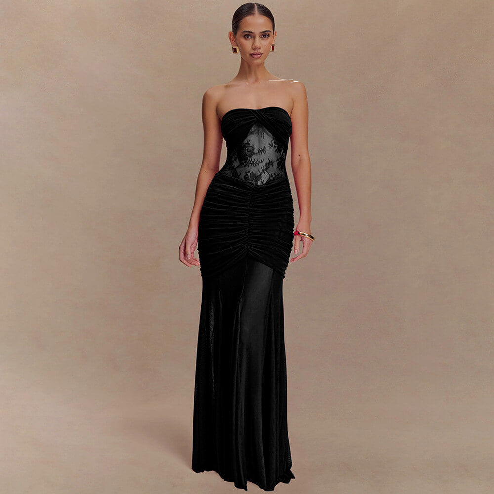 Strapless Lace Long Dress