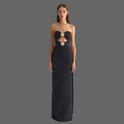 Strapless Metal Accessory Bandage Dress