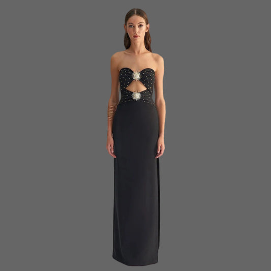 Strapless Metal Accessory Bandage Dress