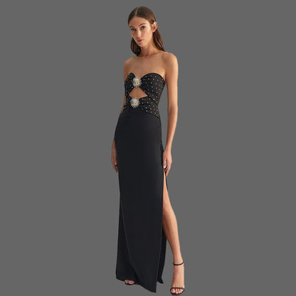 Strapless Metal Accessory Bandage Dress
