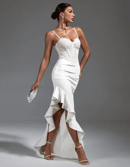 White Lace Bandage Dress