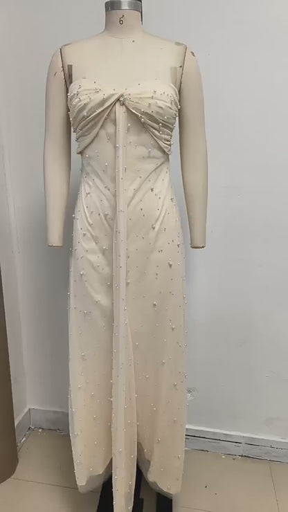 Strapless Rhinestone Long Dress