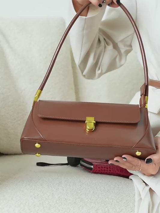 French Genuine Leather Underarm Bag