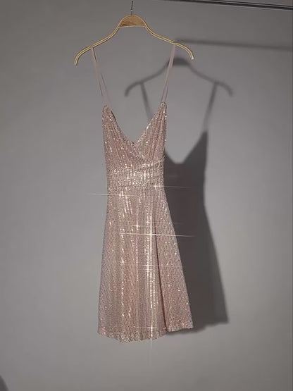 Sequined Halter Mini Dress