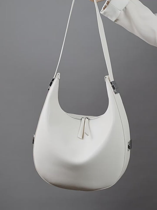 Crescent Shaped Bucket Bag-Off White