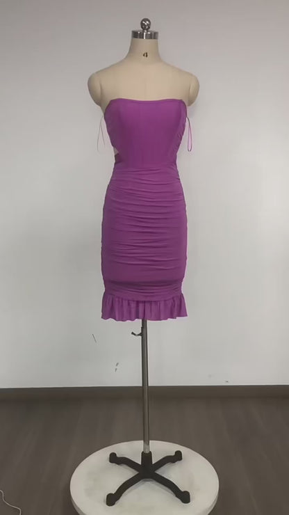 Strapless Mesh Mini  Dress